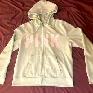 Vs pink print teal hoodie large